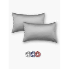 SEEVO Dark Grey Satin Pillow Covers - 17 x 27 Inches (Set of 2) (Free Size)