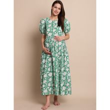 Secret Wish Green Floral Block Print Maternity Dress