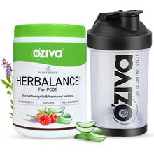 Oziva Plant Based Her Balance For PCOS For Better Menstrual Cycle, Hormonal Balance And Black Shaker