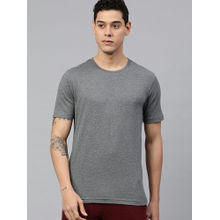 Huetrap Mens Knitted Regular Fit Round Neck Short Sleeve Solid Tee- Grey