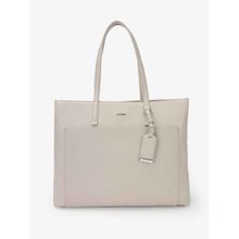 Calvin Klein Women Beige Logo Pu Tote Bag