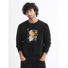 Rare Rabbit Notic Primary Black Printed Sweatshirt
