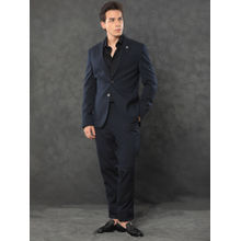 Rare Rabbit Zanza Primary Navy Blue Solid 2 Piece Suit (Set of 2)