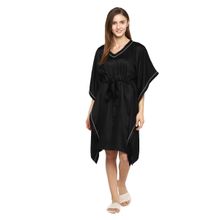 Shopbloom Ultra Soft Modal Satin Women's Kaftan Dress - Black