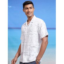 LOCOMOTIVE Men White Jacquard Textured Collar Relaxed Fit Shirt