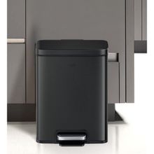 OBSESSIONS Fingerprint Resistant Step Dustbin with Liner - 12 Litre - Black Steel