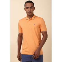 Allen Solly Men Orange Print Polo Neck T-Shirt