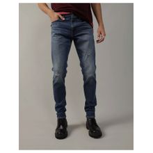American Eagle Men Blue Air Flex+ Distressed Skinny Jean