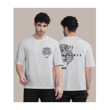 BULLMER Off White Front and Back Printed Colourblock Baggy Oversized T-Shirt for Men