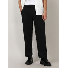 Campus Sutra Mens Onyx Black Solid Tailored Trousers