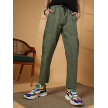 Campus Sutra Men's Olive Green Solid Utility Joggers