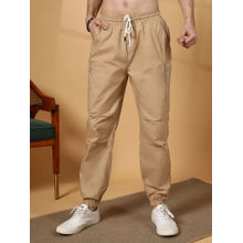 Campus Sutra Men's Khaki Brown Parachute Utility Joggers