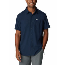 Columbia Mens Navy Omni-Shade Silver Ridge Utility Lite Short Sleeve Shirt
