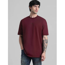 Jack & Jones Maroon Drop Shoulder Boxy Fit Non Stretch T-Shirts