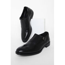 Louis Philippe Men Black Leather Monk Straps