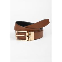 Louis Philippe Men Leather Reversible Textured Brown Formal Belt