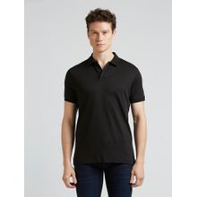 Pepe Jeans Black Solid Ribbed Polo Collar Short Sleeves T-Shirt