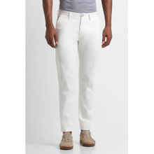 Peter England Men White Solid Super Slim Fit Chino Casual Trousers