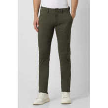 Peter England Men Olive Solid Low Skinny Fit Chino Casual Trousers
