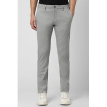 Peter England Men Grey Solid Low Skinny Fit Chino Casual Trousers