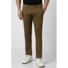 Peter England Men Brown Print Low Skinny Fit Chinos