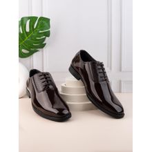 Styli Men's Burgundy Almond Toe Lace Up Formal Oxfords