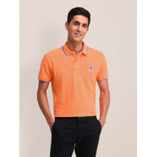 U.S. POLO ASSN. Mens Orange Solid Polo T-Shirt