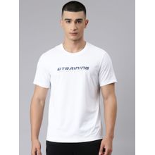 Xtep Men White Nylon Crew Neck Half Sleeves T-Shirt