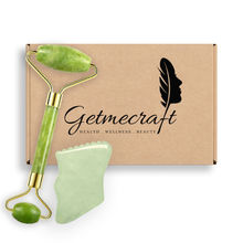 Getmecraft Jade Face Roller And Jade Gua Sha With Teeth Shap...