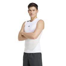 adidas White Solid Sleeveless Tank Top