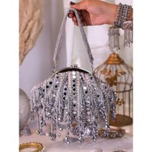 SWISNI Grey Mirror Potli Bag