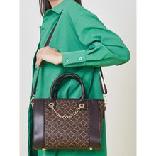 Styli Eyelet Chain Detail Printed Handbag with Wallet