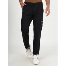 JadeBlue Men's Black Cotton Slim Fit Cargo Pant