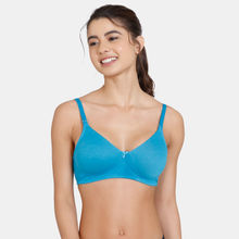 Zivame Rosaline Everyday Double Layered Non Wired 3/4Th Coverage T-Shirt Bra - Fjord - Blue