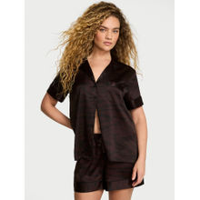 Victoria's Secret Brown Glazed Satin Shirt & Shorts