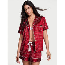 Victoria's Secret Maroon Glazed Satin Shirt & Shorts