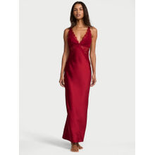 Victoria's Secret Red Very Sexy Satin Rose Lace Long Slip Dress
