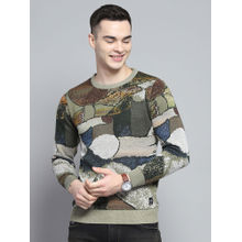 Monte Carlo Men Green Printed Sweater