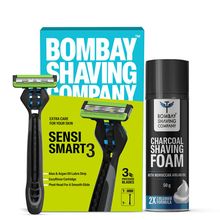 Bombay Shaving Company Sensi Smart 3 + Charcoal Foam Combo
