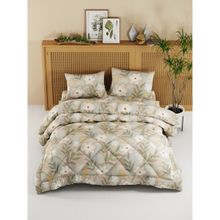 BIANCA 4-Piece Double Bed Sheet Bedding Set (California) Floral-Light Brown (Queen)