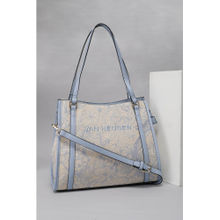 Van Heusen Women Blue and Beige Floral Printed Handbag with Detachable Strap