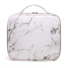 Rhe Cosmetics Professional Makeup Cosmetics Storage Bag/Pouch with Adjustable compartment - White Marble