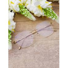 TED SMITH Women Rimless Square Gold Eyeglass Frame