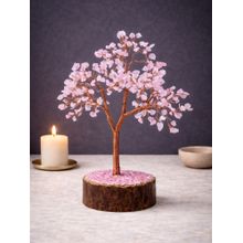Golden Peacock Handcrafted Pink & Copper-Toned Agate Stone Wish Tree Decor Showpiece