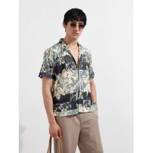 The Indian Garage Co Men Grey Printed Notched Lapel Collar Half Sleeves Shirt