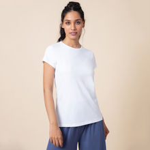 Nykd by Nykaa Essential Stretch Cotton Tee In Relaxed Fit , Nykd All Day-NYLE 047 - White