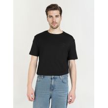 GANT Men Black Tonal Shield Pure Cotton Solid Crew Neck T-Shirt