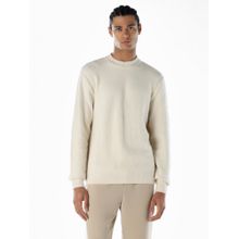 Jack & Jones Men Solid Relaxed Fit Beige Sweater