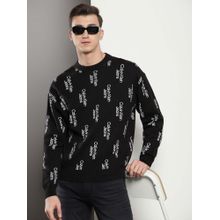 Calvin Klein Embroidered Logo Oversized-Fit Cotton Black Sweater