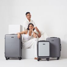 Assembly Hard Body Set of 3 Luggage Trolley Suitcase - 28, 24 & 20 inch - Grey White